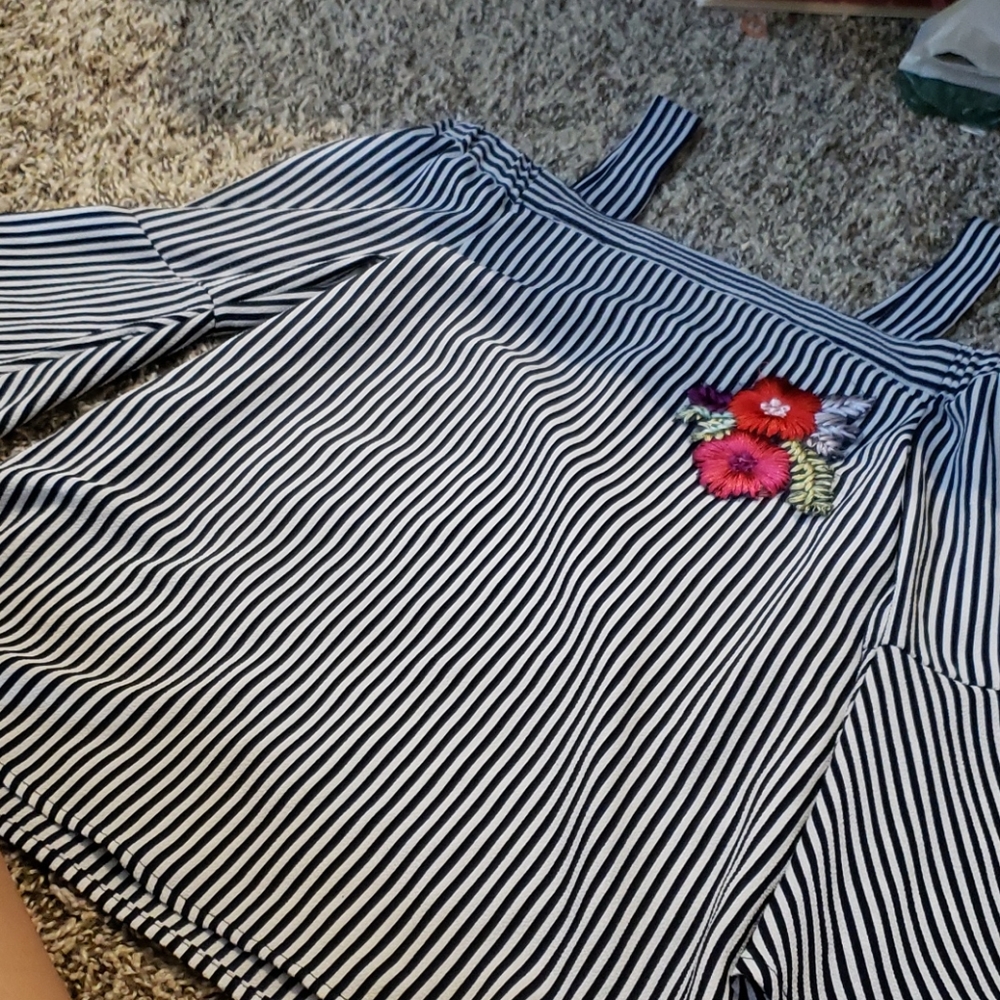 Stripped Flower Shirt
